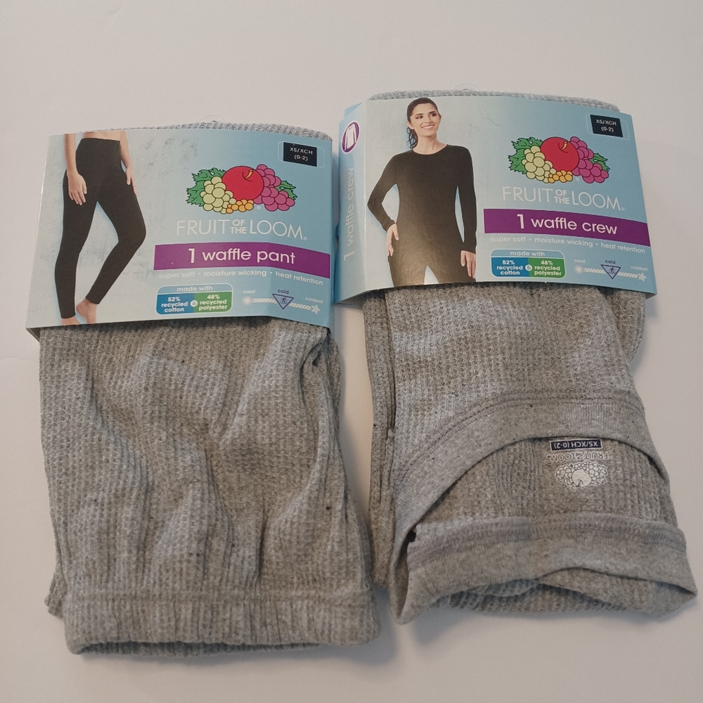 Fruit Of The Loom Waffle Thermal Pants + Top Sz XS